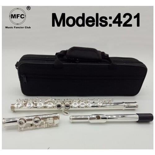 Free Shipping Flute 421 Silver Plated Professional Flute Instrument Intermediate Student Flutes C Leg 16 Holes Closed E Key