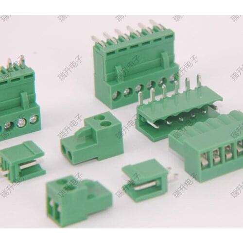 Free shipping Plug type PCB terminals HT396K HT396 3.96 2Pin / 3Pin / 4Pin / 5pin / 6pin green curved needle 10sets/lot