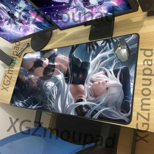 XGZ Anime NieR: Automata Large Mouse Pad Black Lock Edge Custom Computer Desk Mat Rubber Stripe Non-slip for Lol Dota Gamer