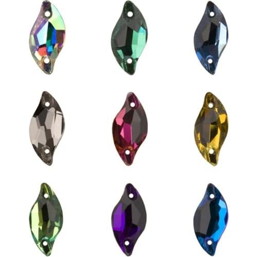 CTPA3bI Leaf Sewing Flatback Rhinestones Beads With Two Holes Loose Glass DIY Crafts Apparel Sewing&Fabric Decorative Crystals