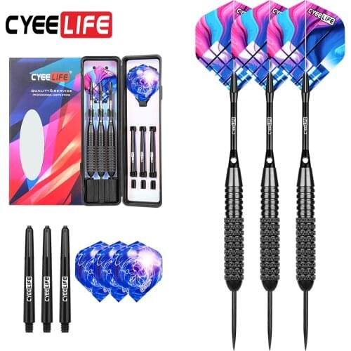 CyeeLife 26g Pro Steel tip darts with carry case,Aluminium&Plastic Shafts with Extra Flights,Home darts set