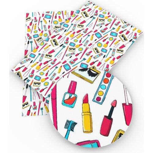 David accessories 20*33cm Lipstick Printed Faux Synthetic Leather Sheets DIY Hand Sewing DIY Handmade Materials,1Yc10193