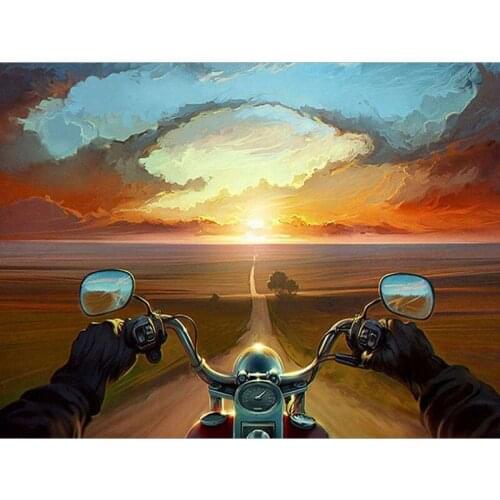 DIY Painting By Numbers Riding a motorcycle Cartoon Kit Oil Picture By Numbers Wall Art Paintings On Canvas Home Decoration Gift