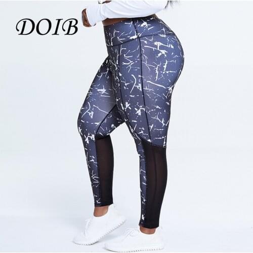 DOIB Women Print Yoga Sports Pants Plus Size High Waist Push Up Seamless Legging Fitness Gym Leggings Pants