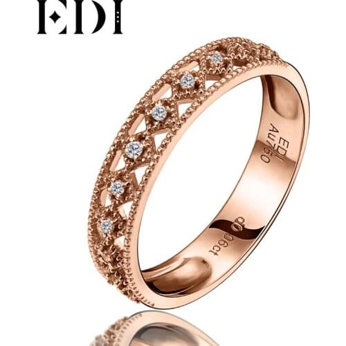 EDI Classic 0.06cttw Round Cut Natural Diamond Wedding Engagement Ring Bands 14K Rose Gold Fine Jewelry For Women
