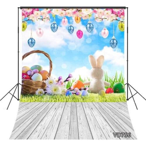 Easter Eggs Rabbit Rustic Wooden Board Photography Backdrop Spring Background Photo Studio Photophone Photocall Shoot Props