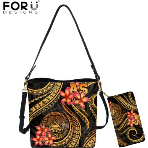 FORUDESIGNS New Trend Fashion Women Samoan Polynesian Tribal Plumeria Printing Shoulder Bag And Purse Vintage Lady Sac A Main