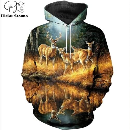 3D Printed Whitetail Deer Hoodie and Sweatshirt Animal Harajuku Fashion Men hoodies Unisex Casual Jacket pullover DW0001