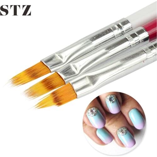 STZ 1pcs Nail Brush Ombre Soft Gradient Effect Pen Red/Black/White Manicure Tools for UV Gel Polish Nail Art Brush #285