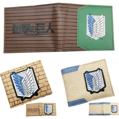 Anime Attack on Titan Scouting Legion Wallet Fashion Student Mens PU Leather Splicing Coin Purse Short Wallets Gift