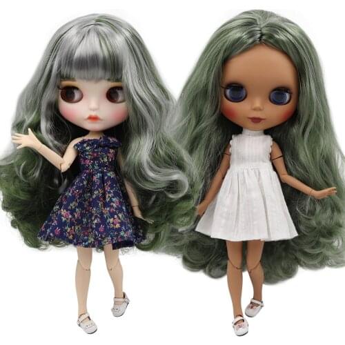 ICY DBS Blyth Doll 1/6 30cm joint body matte face green mixed grey hair for 30cm doll girl gift BL9084/4299