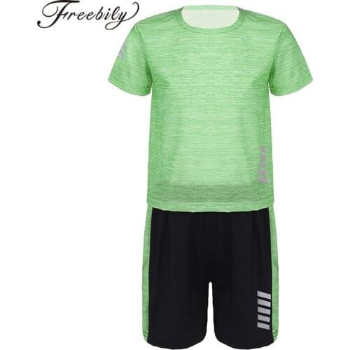 Summer Running Set 2Pcs T-shirt+Shorts Tracksuits Sports Outfits Kids Boys Casual Sport Suit Sets Exercise Basketball Sportswear