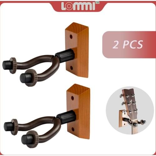 LOMMI 2PCS Guitar Holder Wall Mount Wooden Hanger Hook Stand For Guitar Bass Banjolele Ukulele Wall Bracket Guitar Accessories