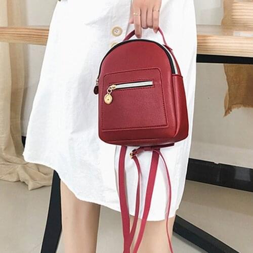 Mini Women PU Leather Backpack Teenage Girls Fashion New Small Bagpack Multi-Function Female School Backpack