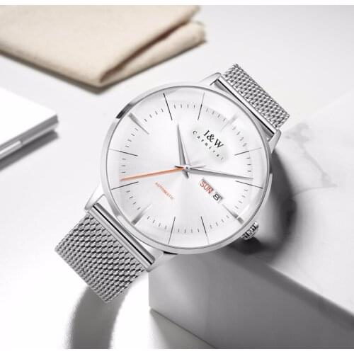 Relogio Masculino Business Mechanical Watches Mens CARNIVAL MIYOTA 8215 Automatic Watch Sapphire Calendar Mesh Strap Waterproof