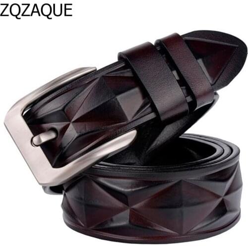 High Grade Mens 3D Pattern Belts Casual Pin Buckle Cow Leather Straps Birthday Gift For Male 3 Colors All-match Belt SY1156