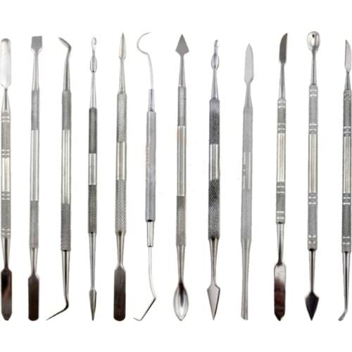 12 Pcs Dental Wax Knife Kit Carve Clay Sculpture Tool Carving Knife Modeling Set Engraving Tools Jewelry DIY