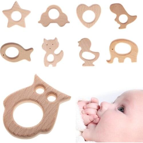 Natural Organic Wooden Teether Baby Teething Toys For Nursing Necklace Pendant