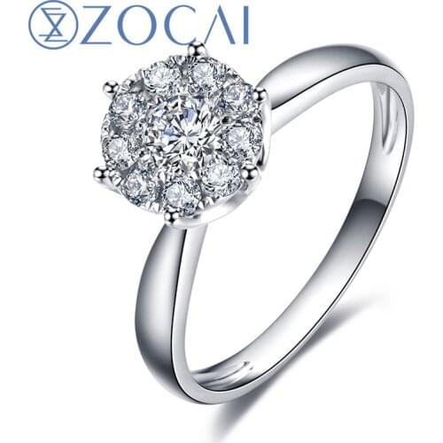 ZOCAI 0.35 CT CERTIFIED H / SI DIAMOND ENGAGEMENT RING ROUND CUT 18K WHITE GOLD JEWELRY W00041