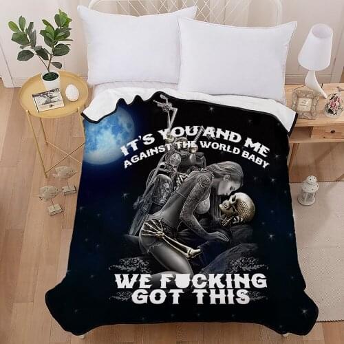 Skull Beauty Kiss Blanket 100% polyester black Throw Blankets for Kid Adult Bed Sofa Throws Soft