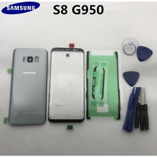 Original Samsung Galaxy s8 edge G950 G950F Full Housing Battery Cover Back Glass+front Touch glass Replacement Parts tools