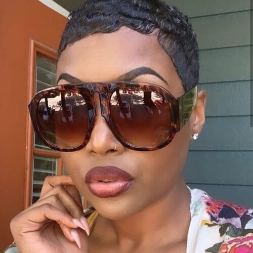 Vintage Steam Punk Oval Goggle Sunglasses Men Women Oversized Classic Fashion Shades UV400 Retro Black Leopard Gafas Glasses