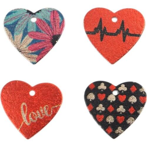 4 Colors Iron Based Alloy Enamel Painting Charms Heart Pendants For DIY Necklace Earring Gifts Jewelry Handmade Making, 5 PCs