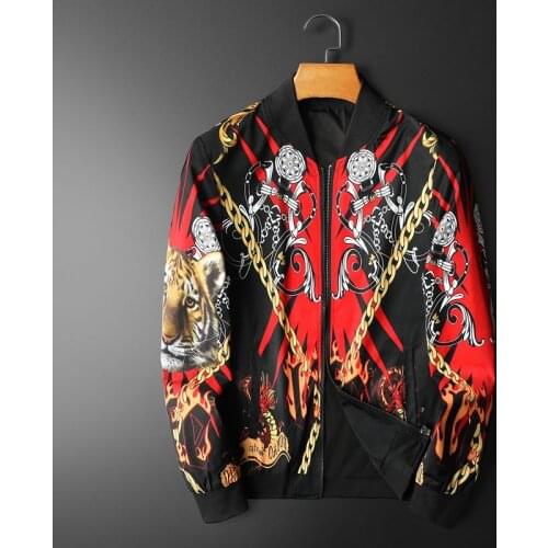 Luxury Baroque Keychain Print BomberJacket Men Royal Men Casual Coat Windbreaker Cloth Elegant Gold Print Bomber Jacket Men 5xl