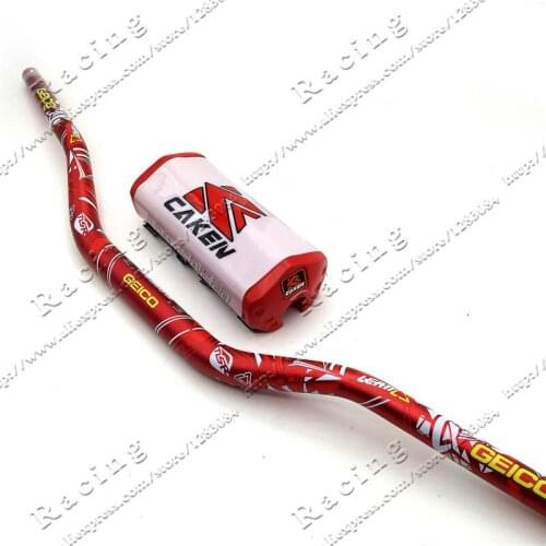 Handlebar 1-1/8" 28.5MM with Caken Fat Bar Pads For Dirt Bike MotorCross MX Aluminum Racing Handlebar 810mm