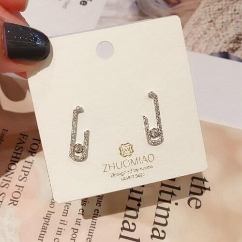 Korean New Crystal Shiny Exquisite Aesthetic Geometric Stud Ear Rings For Women Luxury Cubic Zircon Creative Earrings Metal