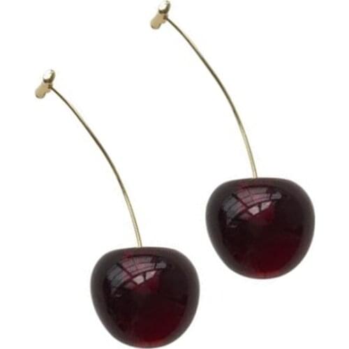 Red Cherry Fruit simple Earrings Resin Cute Tassel Dangle Earrings Sweet Long Pendant Girl Gift Korea Jewelry For Women