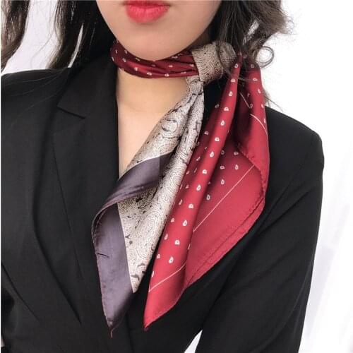 Elegant Silk Satin Neck Scarf For Women Paisley Print Kerchief Hair Scarfs Female 70cm Small Shawls Wrpas Bag Scarves For Ladies