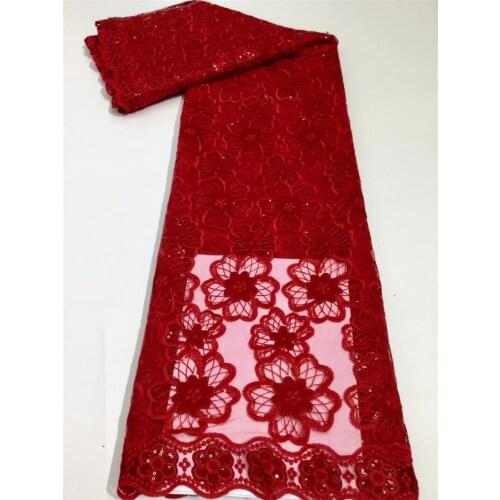 African Sequins Mesh Lace Fabric 2021 Velvet embroidered Mesh Lace Fabric For Wedding Party Fabric NI4988 -2