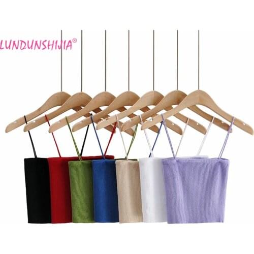 LUNDUNSHIJIA 2020 Summer Sexy Womens Crop Top Elastic Cotton Knitting Sleeveless Camis Ladies Short Style Tube Tops 7 Colors