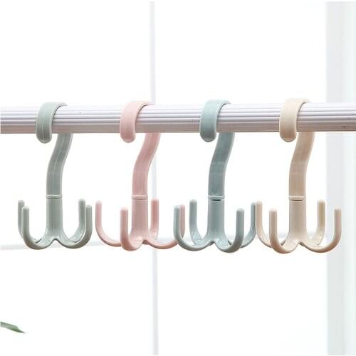 NEW 360 Degrees Rotated 4 Hooks Plastic Handbag Clothes Ties Bag Holder Shelf Hanger Hanging Rack Storage Organizer Hooks