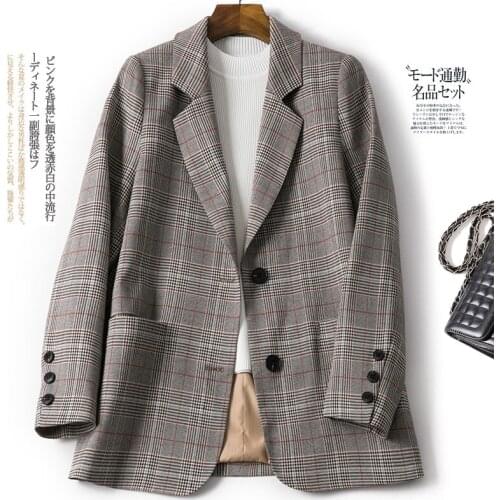 Women jacket Spring and autumn plaid high quality single-breasted small suit new plaid jacket female suit tide women blazers2019