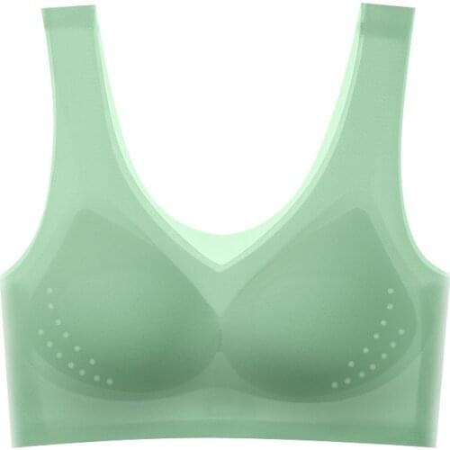 Ice Silk Bra Seamless Vest Bras Women Soft Thin Push Up Underwear Lingerie Sleep Top Chest Padded Bralette Wire Free Bra