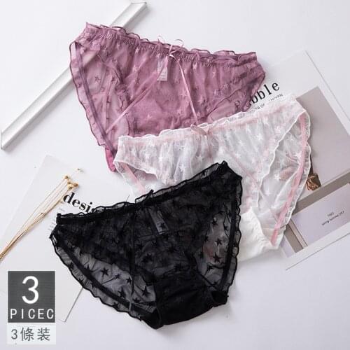 Ladies Underwear Woman Panties Sexy Lace Panty Ultra-thin Transparent Low-Rise Briefs Intimates New Hot Sale Briefs