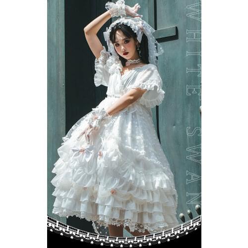 Gothic palace sweet princess lolita dress vintage lace bowknot v-neck falbala rose victorian dress kawaii girl gothic lolita op