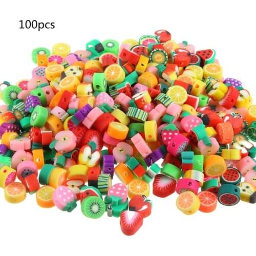 100 Pcs Fruit Soft Pottery Beads Assorted Mix Fruit Heishi Beads DIY Bracelet Making Jewelry Crafts Making Accessories