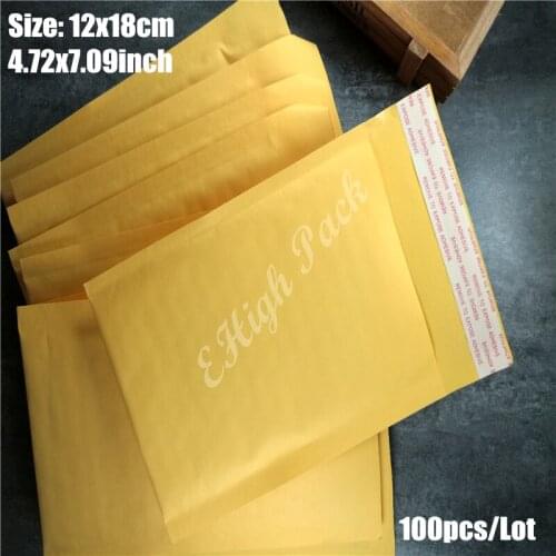 12*18cm (4.72*7.09 inch) 100Pcs New Kraft Bubble Envelope Poly Mailer Craft Paper Shipping Pad Envelope Mailing Bag Gift Packing