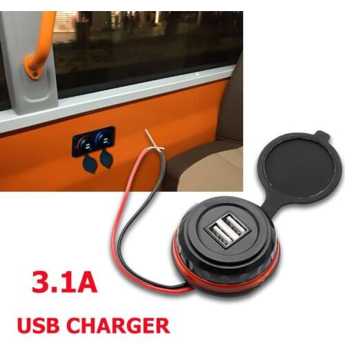 12V 3.1A Dual USB Car Charger 2 Port car Power Adapter Socket High Quality Charging Panel Mount Cars Interior Replacement Parts