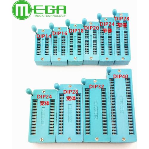 1pieces 14 16 18 20 24 28 32 40 P Pin 2.54 MM Green DIP Universal ZIF IC Socket Test Solder Type IC Connector Socket Test Seat