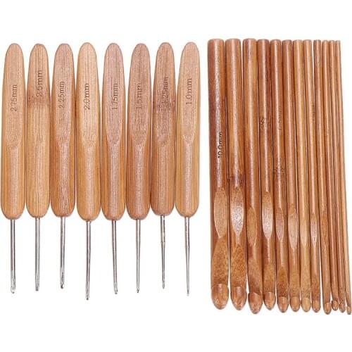 20pcs 1-10mm Carbonized Bamboo Needles Crochet Hooks Knitting Needles Knitting Tools Sweater Scarf Hat Sewing Tools
