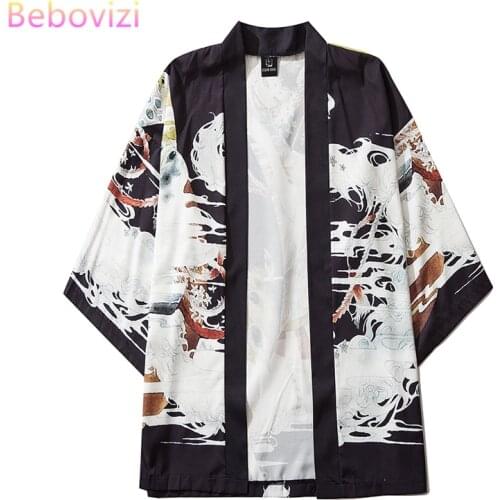 2021 M-XXL Casual Japanese Style Harajuku Kimono Cosplay for Mens Women Streetwear Robe Japan Cardigan Top Yukata Haori Clothes