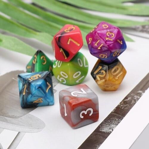 7pcs/Set Dices Beads TRPG Games D4-D20 Multi-sided Colorful