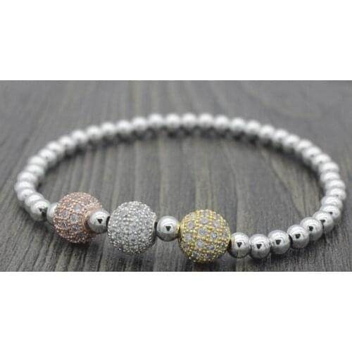 8mm ughj4 gold silver ball bead micro pave cz zircon cubic zirconia Bracelet Chakra Macrame Charm Braided Copper Rope Bangles