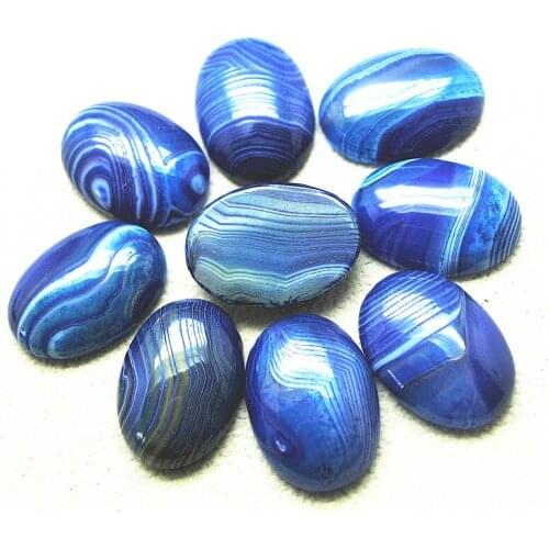 8PCS Nature Blue Gem Stone Cabochons Oval Shape Size 18X25MM NO HOLE DIY Beads Jewelry Accessories Wholsale Price Free Shippings