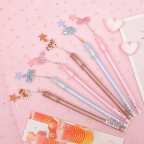 Acrylic Teochew Pentagram Pendant Gel Pen Quick-drying Pen Korea Small Clear Cute 0.5mm Black Signature Pen Office Accessories