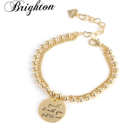 Brighton Unique Fashion Chain Round Letter Bracelets For Women Girl Double Layer Chian Retro Luxury Jewelry New Gift 2021